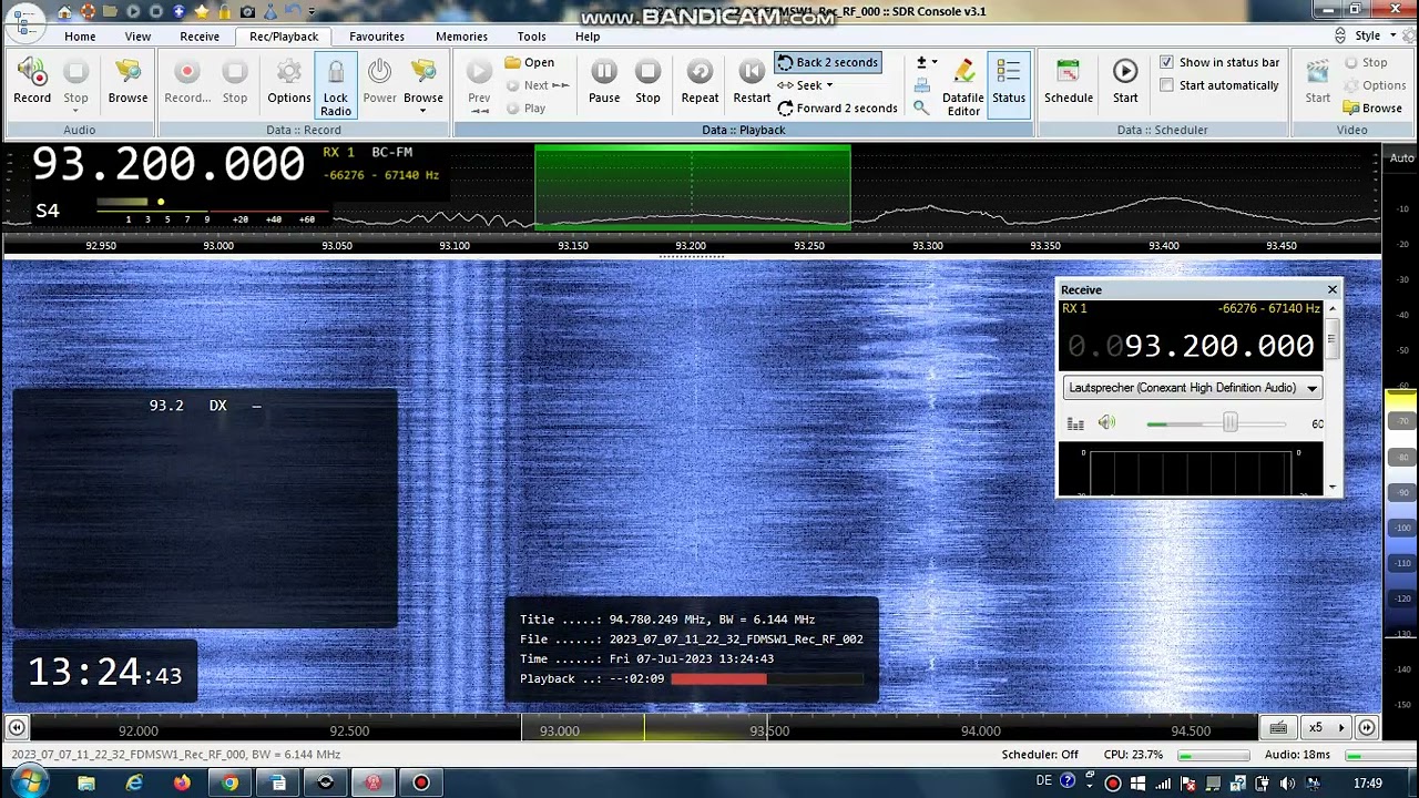 FM DX Es - 070723 - 1124UTC - 93.2 TRT FM (TUR) Denizli/Kücükcökelez Tepe (ege-dzl) 72kW 1643km