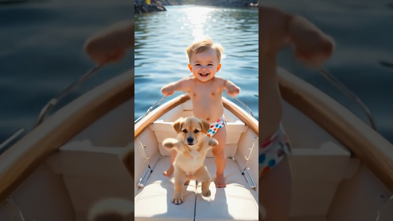 Adorable Twin Babies & Cute Puppy on a Boat | Cutest Baby & Dog Moments