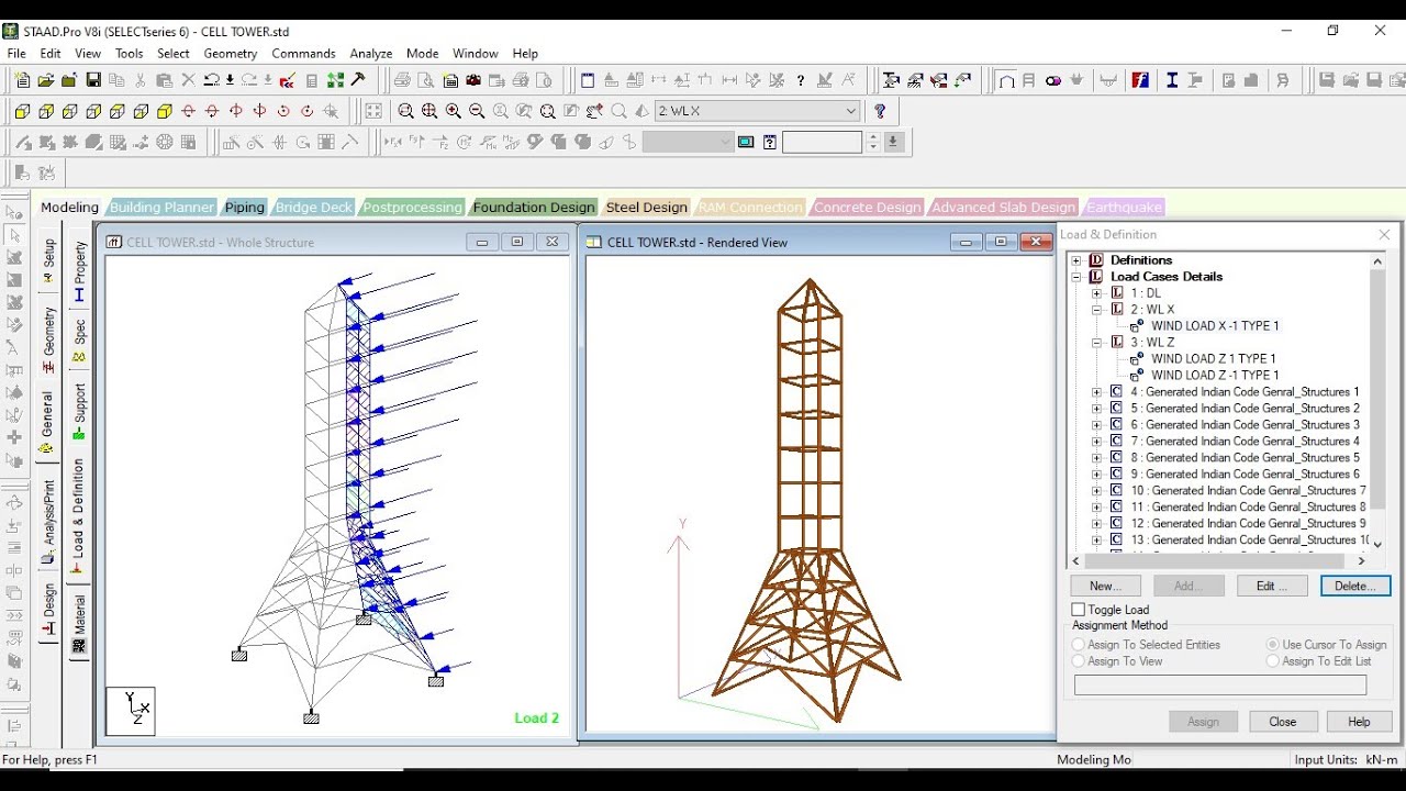 9. Cell Tower Design | Steel Structure Design using StaddPro V8i.