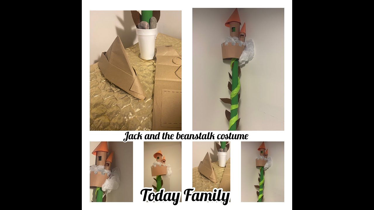 Homemade Paper Jack and the Beanstalk Costume #kidscostumes, #costumes #kids #crafts # #diycrafts