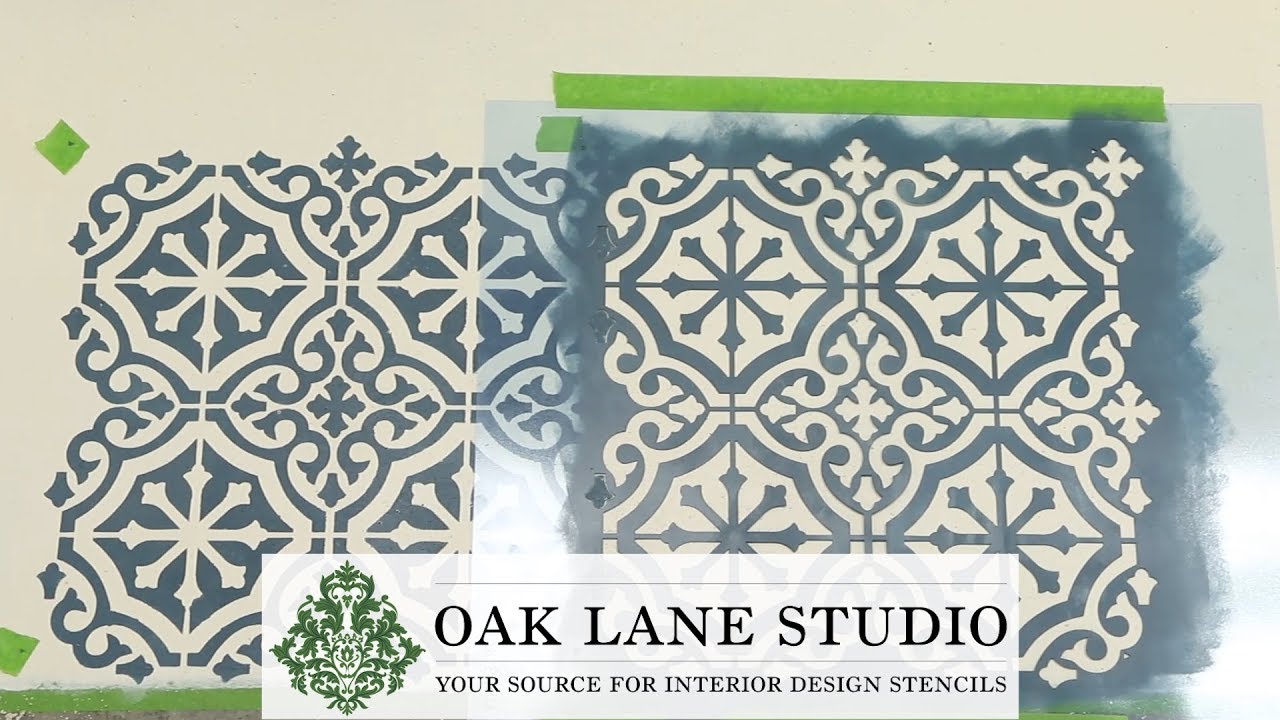 Stenciling Boho Tile onto Concrete with Patio Paint | Oak Lane Studio