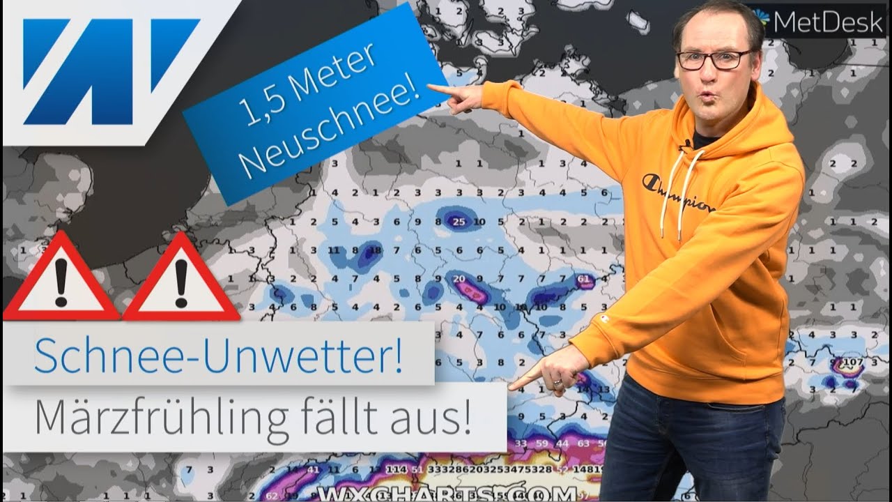 Schnee-Unwetter im S&uuml;den. Schneemassen: 1,5 Meter Neuschnee. Flocken bis ganz runter. Wei&szlig;e Ostern?
