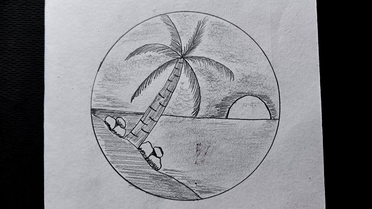 Easy circle scenery drawing || Beautiful circle drawing idea || pencil sketch drawing