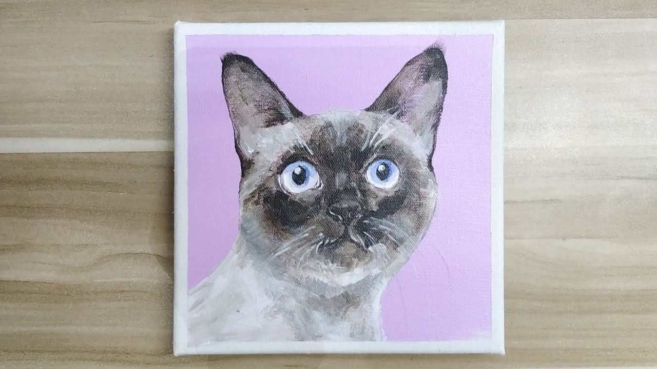 Acrylic painting / A Siamese cat / Easy painting Tutorial # 143