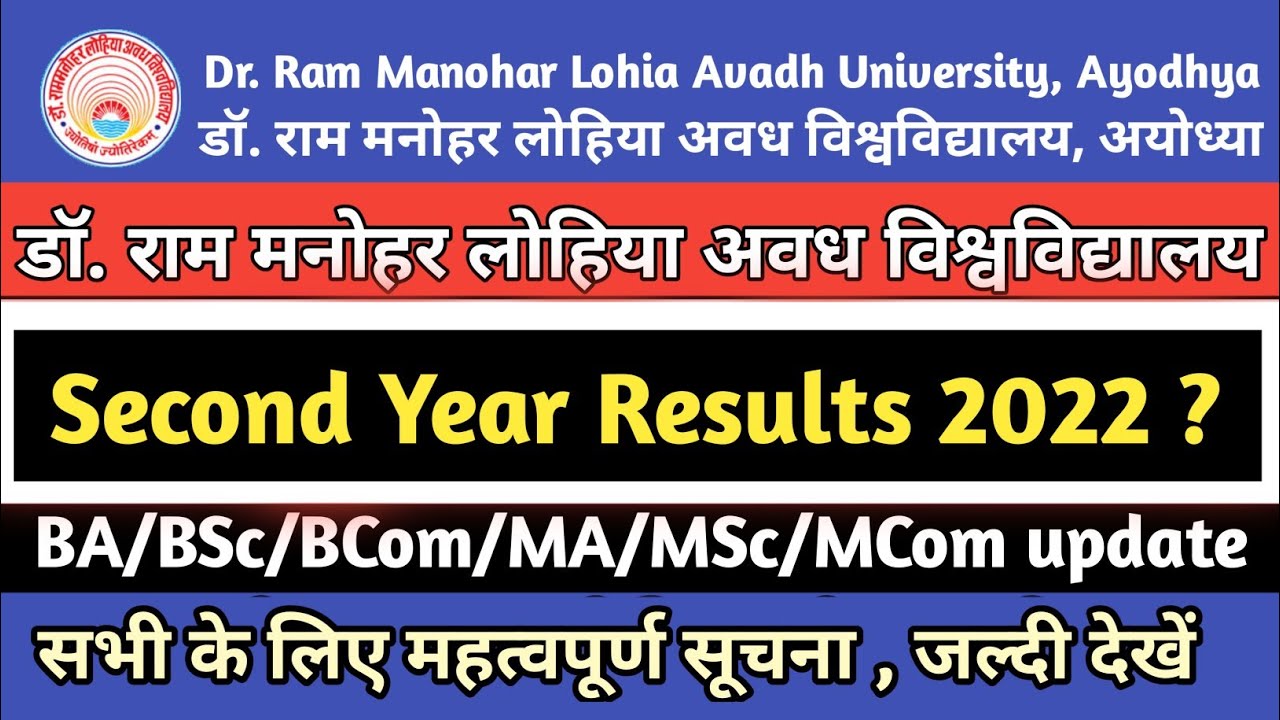 Rmlau BA/BSc/BComSecond Year Results 2022 || Avadh University Result