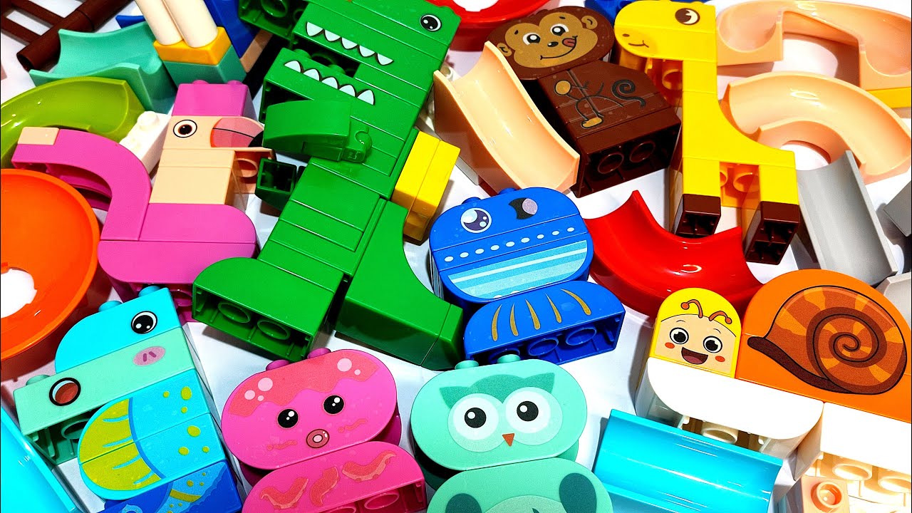 Satisfying Building Blocks ASMR Marble Run - Feelo 210PCS Animal Party Alippery fun Track SET
