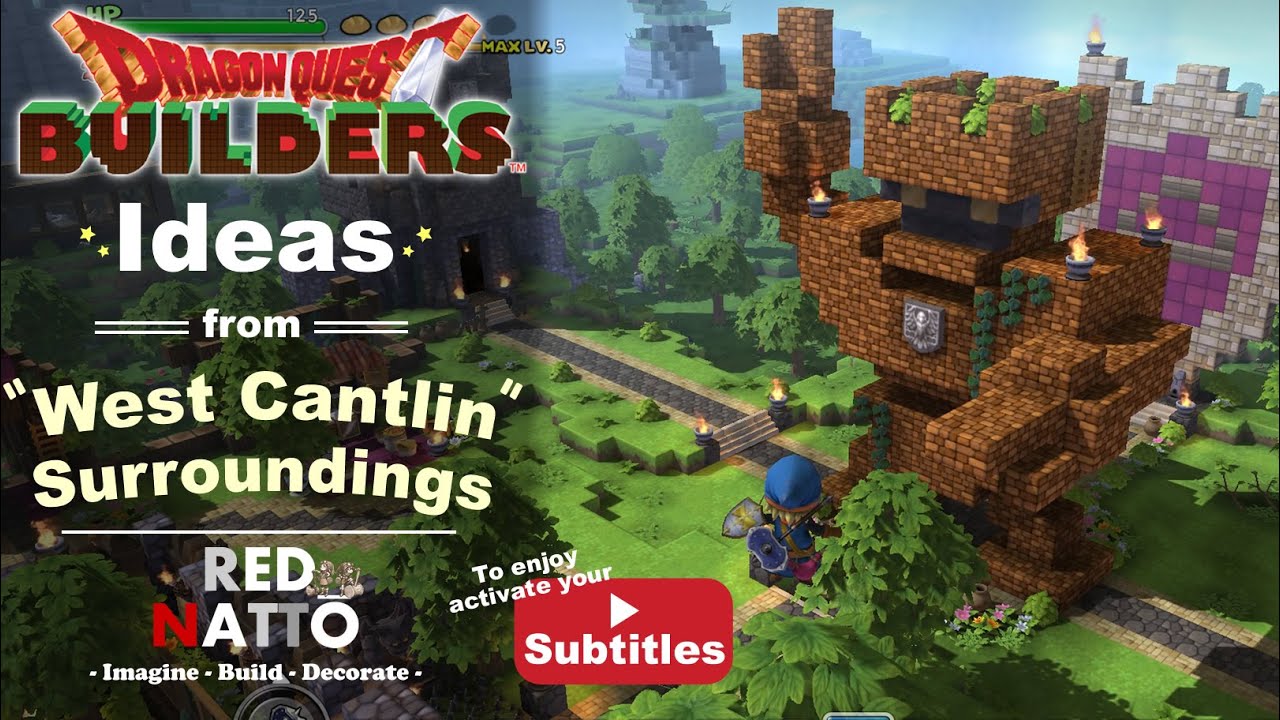 Buildings from the west side of Cantlin, Dragon Quest Builders - houses, beach, culptures, orchard
