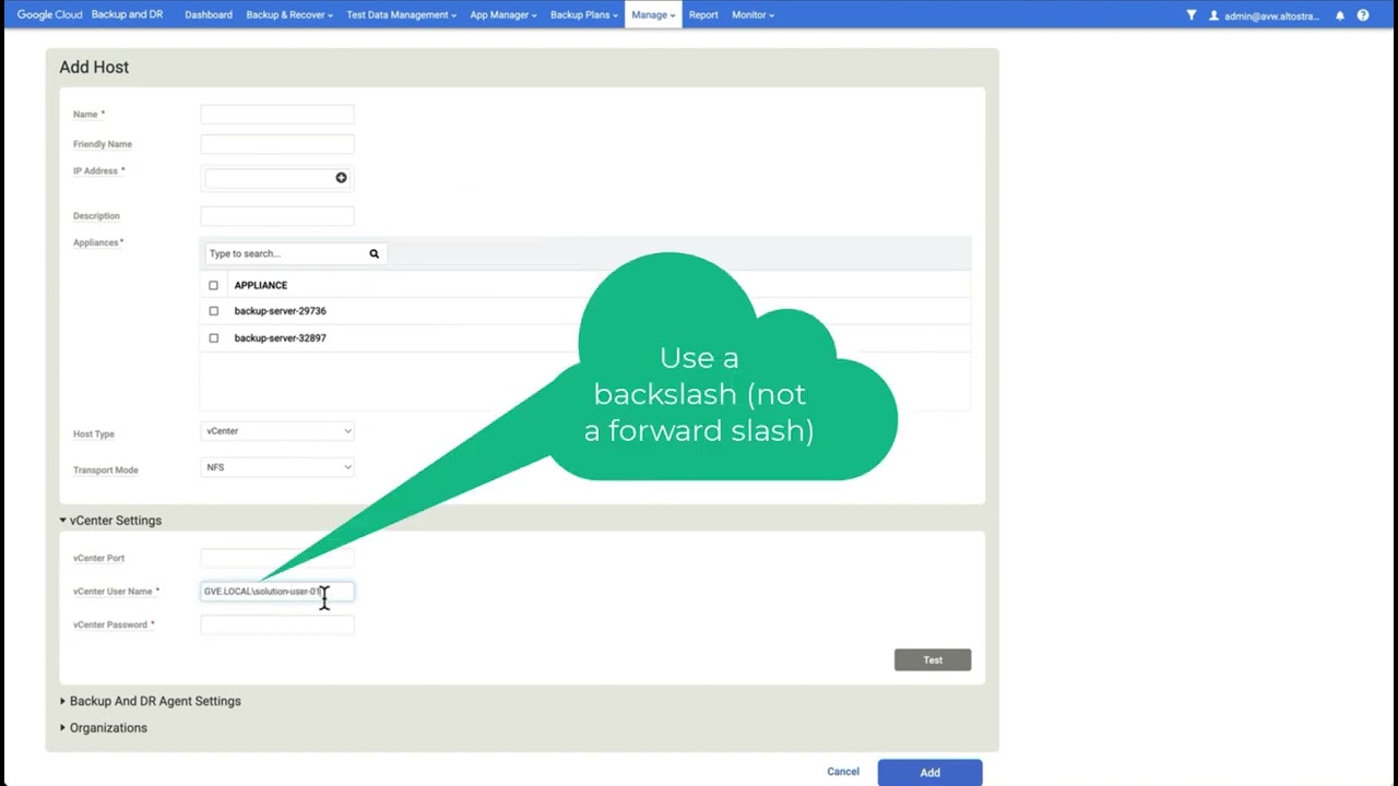 Google Cloud Backup and DR - Configuring Google Cloud VMware Engine to work with Backup and DR