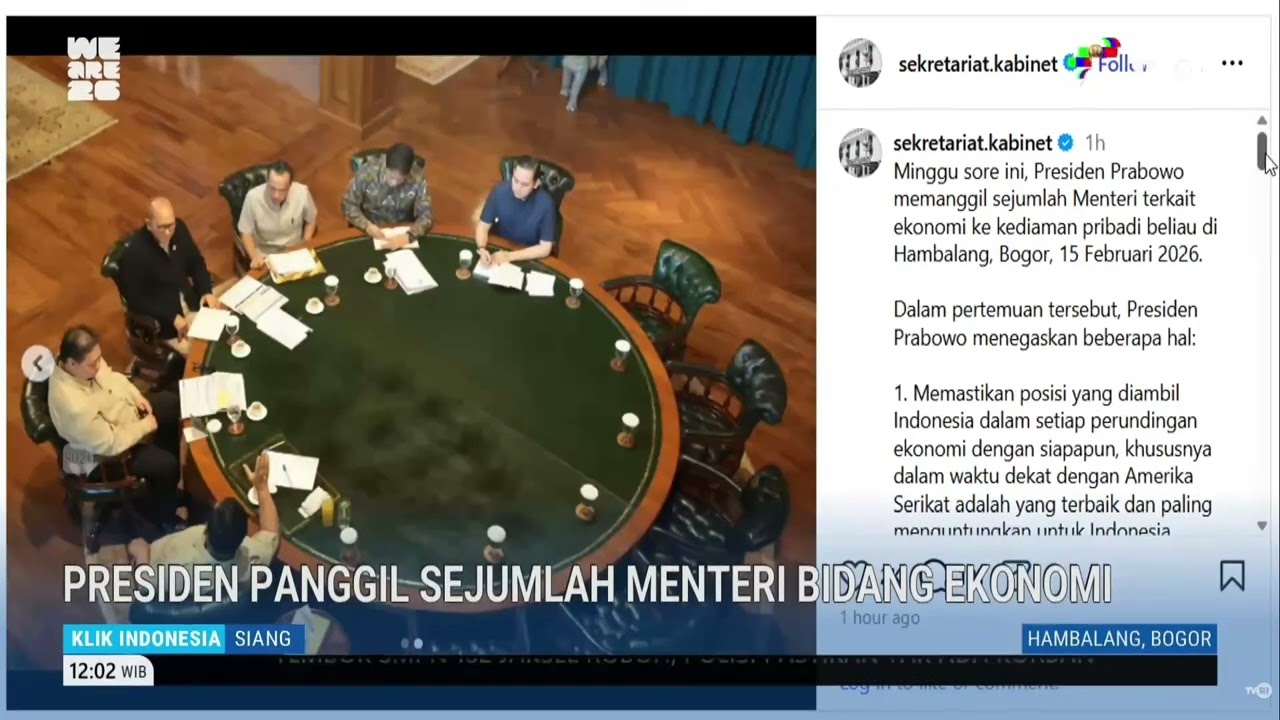 Presiden Panggil Menteri Bidang Ekonomi Bahas Perundingan Dengan Amerika Serikat