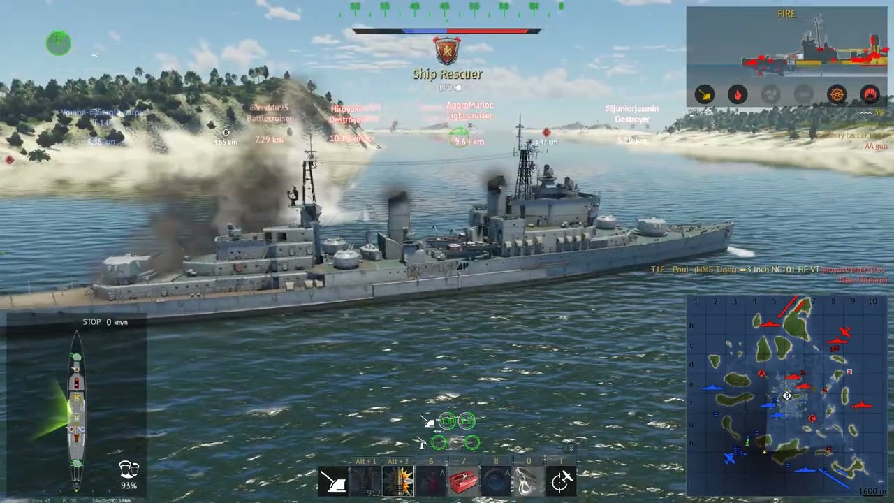 War Thunder; HMS Tiger; A quick battle with a unique fast-firing cruiser; Naval Arcade