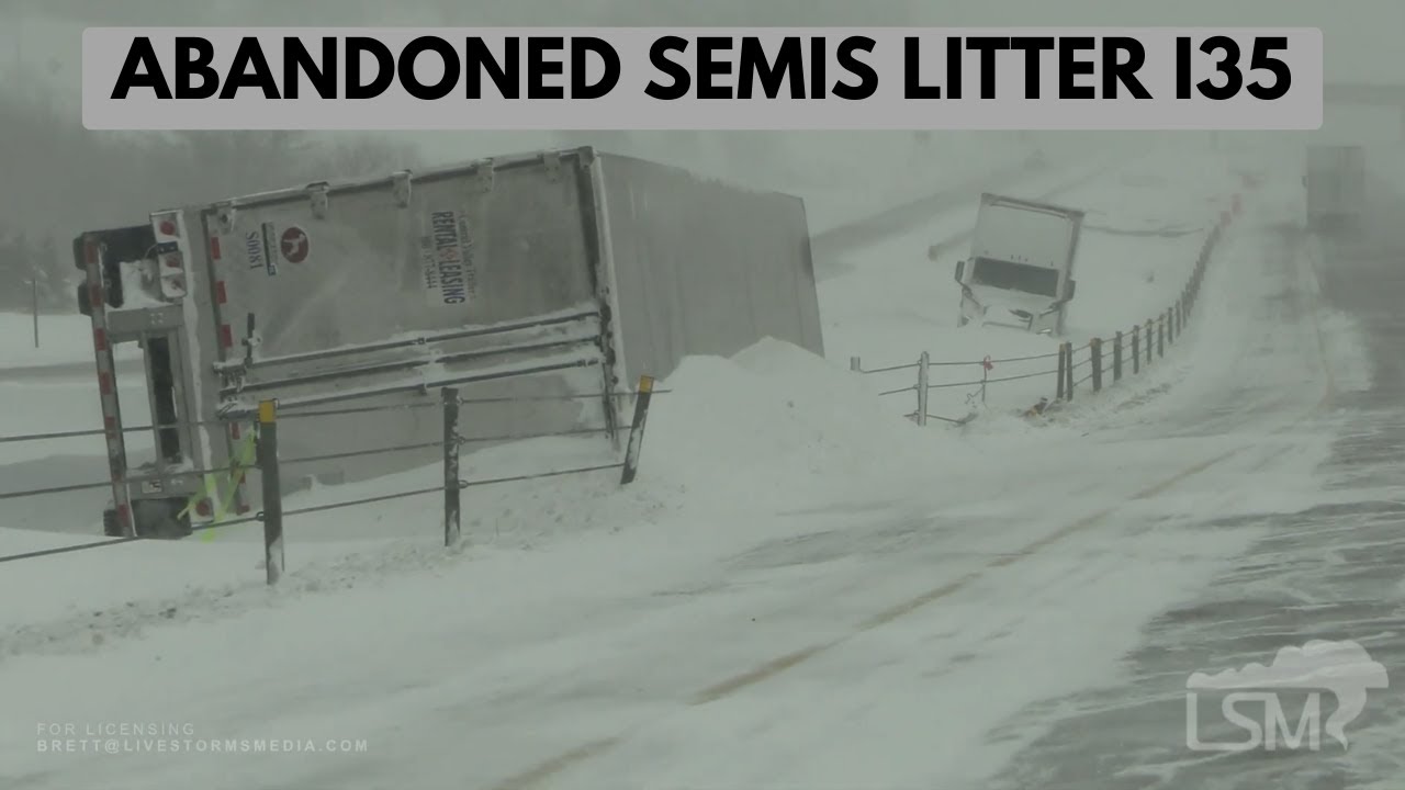 01-12-2024 Des Moines, IA - Semi-Trucks Abandoned Along I35 - Blizzard Conditions