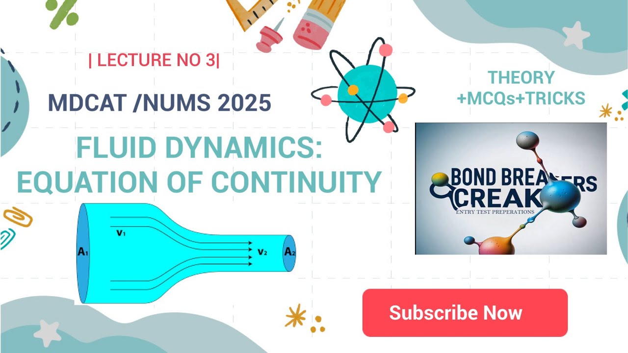Fluid Dynamics-Mdcat| Lecture 3: Equation of Continuity -Mdcat|Mdcat Physics|Uhs|Etea|Kmu|Nums|Duhs