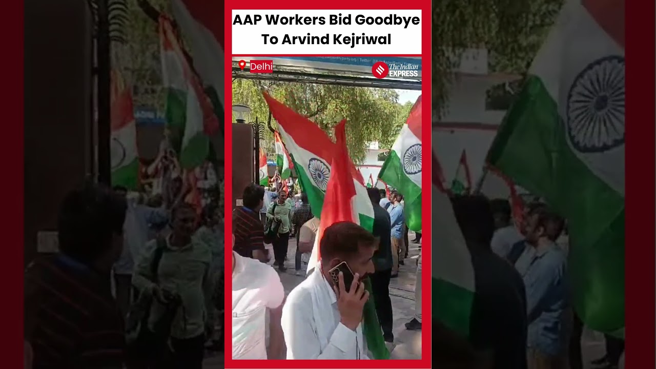 Tihar Arrest: Party Workers Meet Outside AAP Office Bid Farewell To Kejriwal