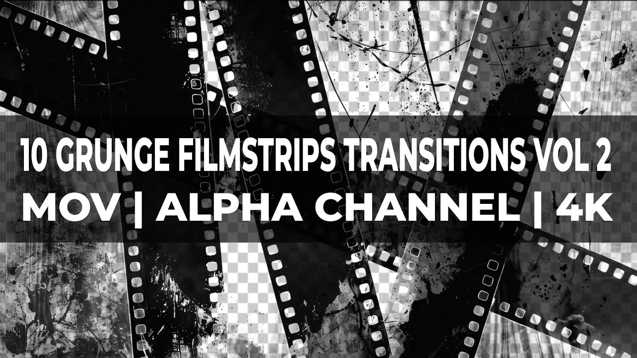 Grunge Filmstrip Transitions Vol. 2 &ndash; 10 Raw 4K Matte Reels Pack
