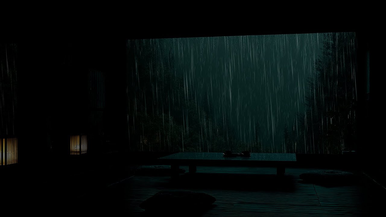 🌧️ Midnight Rain Ambience | Heavy Storm on Window in Dark Forest | Deep Sleep and Study 3 Hours