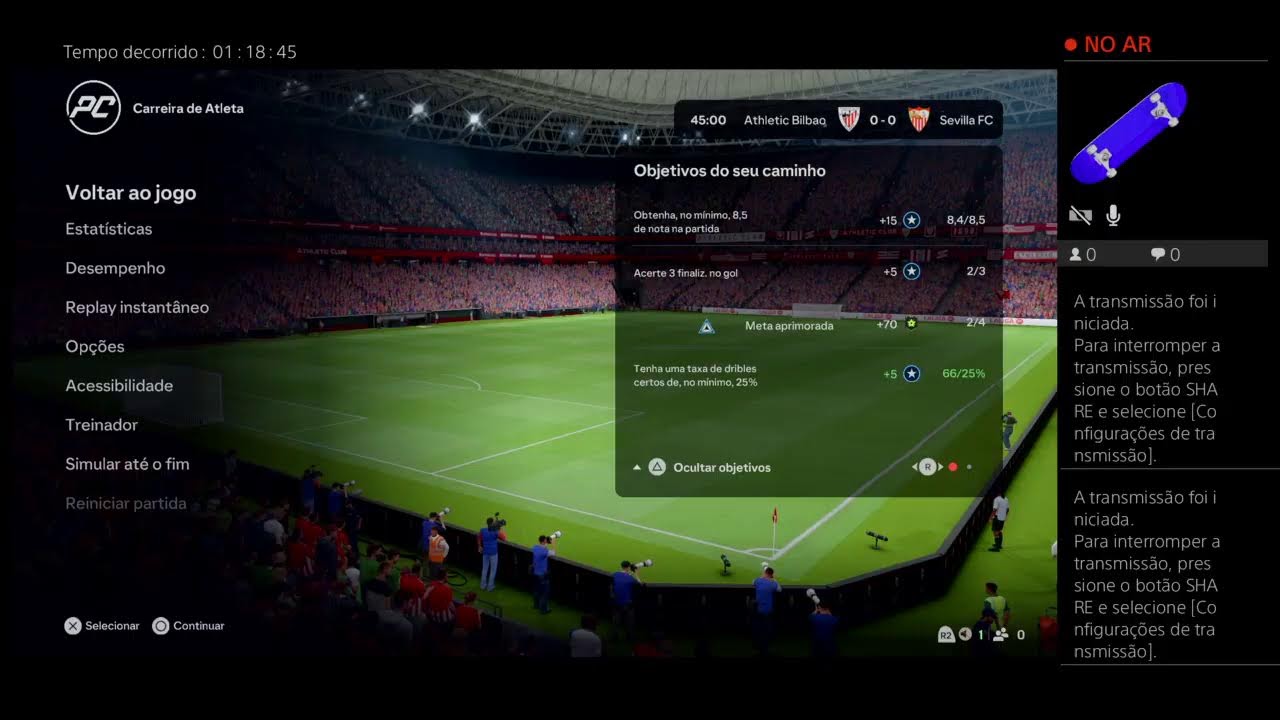Modo carreira do fc25 no Ps4