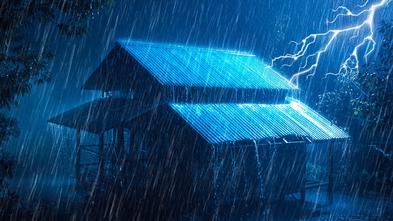 Sleep Instantly in Just 3 Minutes with Real Heavy Rain on Tin Roof and Deep Thunder Sounds All Night