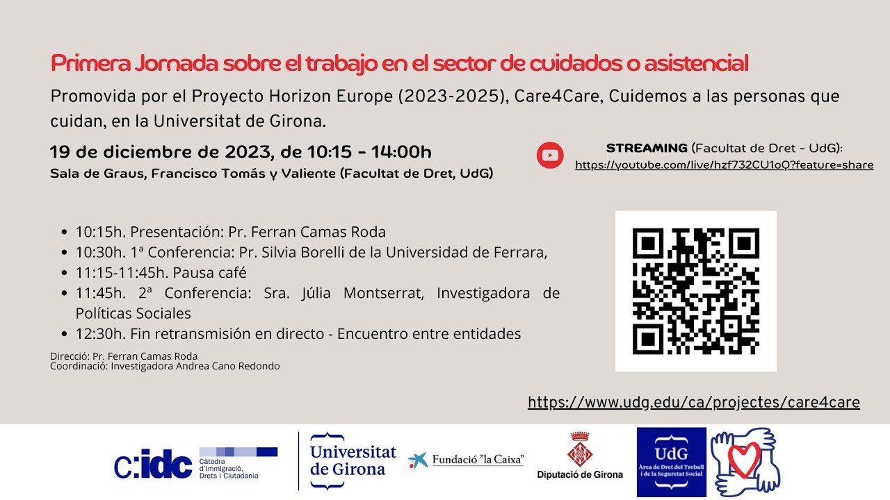 Primera Jornada sobre el treball en el sector de cures o assistencial