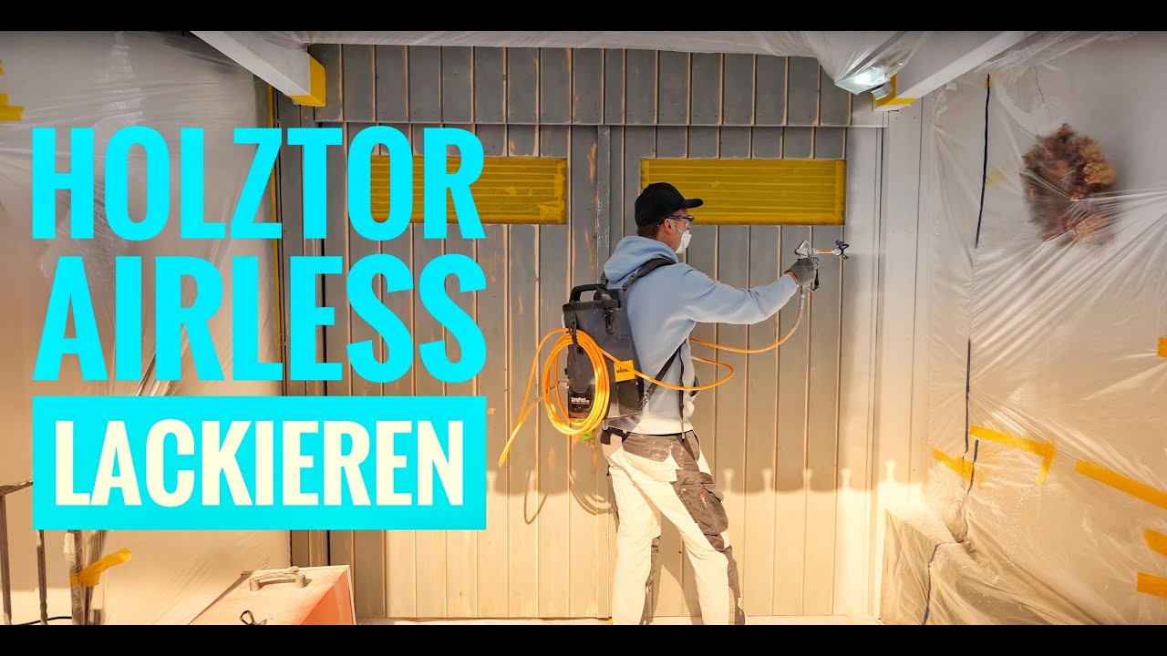 Holztor airless lackieren mit dem Wagner Spraypack 18V