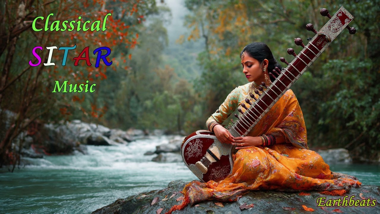 Traditional Indian sitar instrumental music | calming and happy