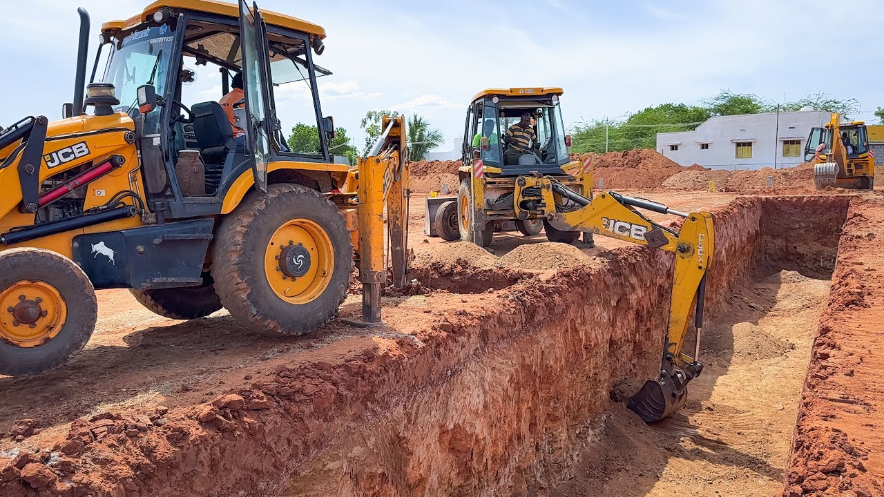 Finally finished Building Foundation 5 JCB With JCB 145 Excavator Tractor and Truck working together