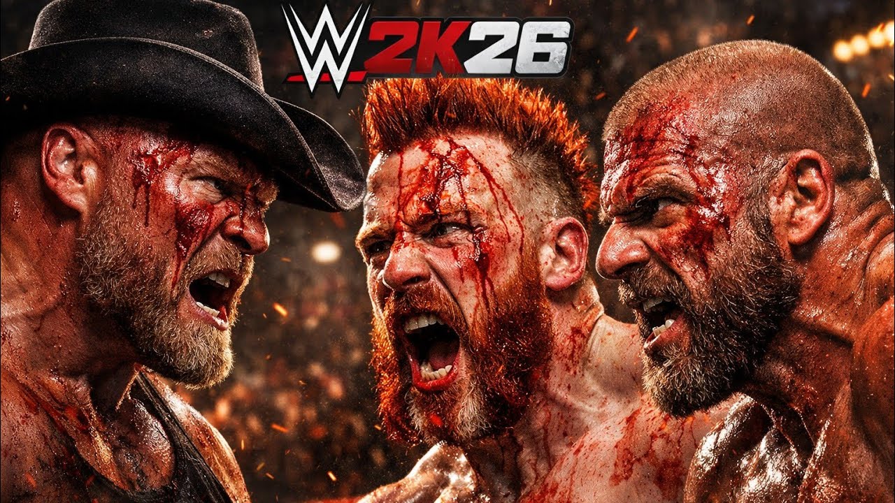 Brock Lesnar vs Sheamus vs Triple H – Triple Threat WAR!