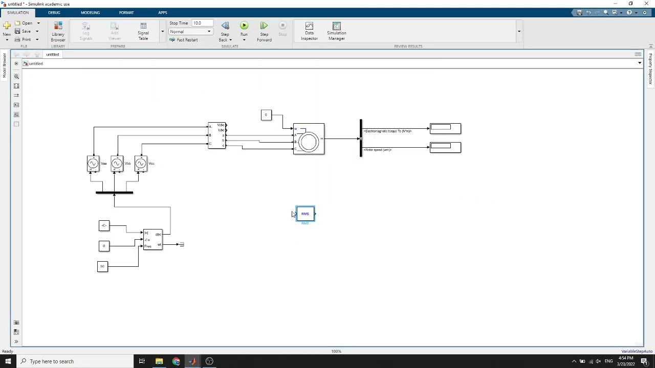 Matlab/Simulink - 3 Phase Induction Motor: BLOCKED ROTOR TEST