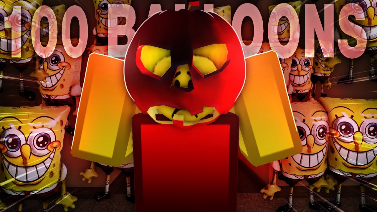 SURVIVING 100 CREEPY SPONGEBOB BALLOONS IN ROBLOX
