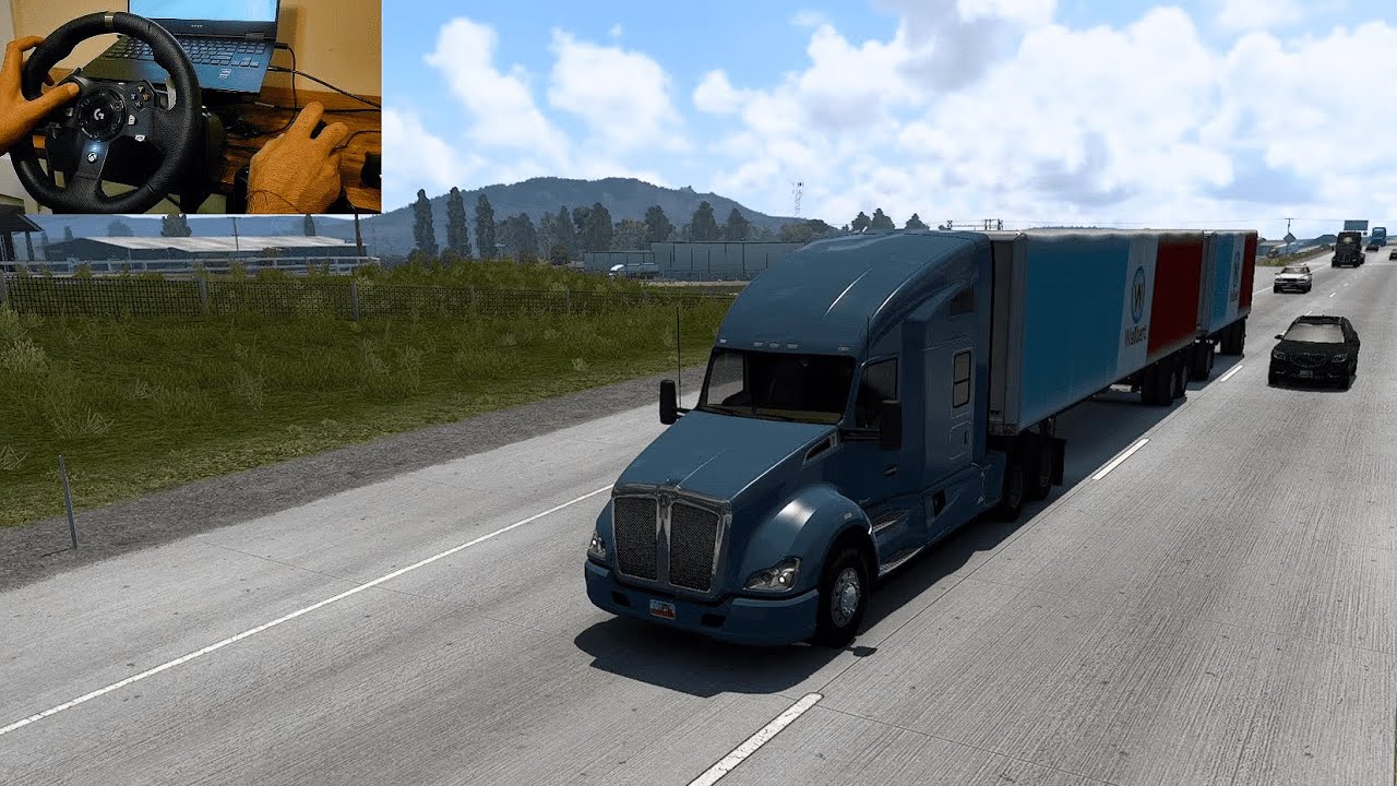 American Truck Simulator: Driving Volvo VNL 740 truck towards Idaho  | Logitech G920