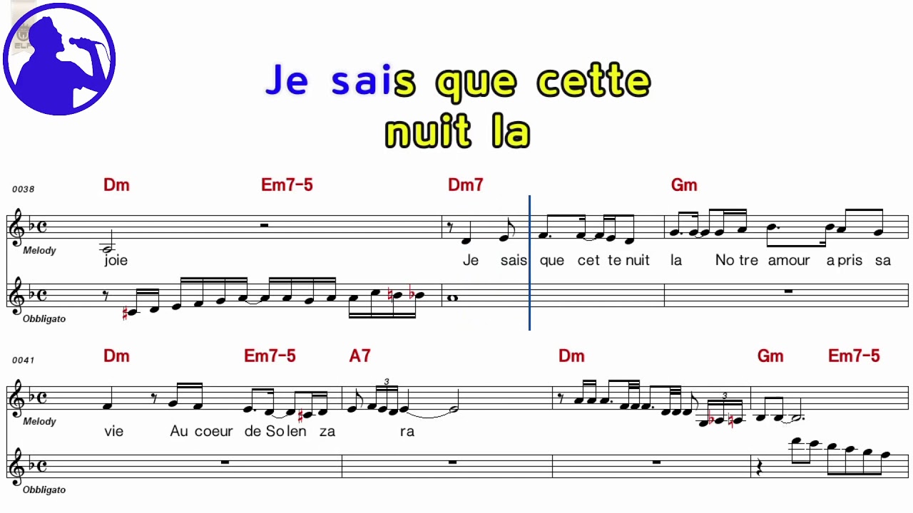 Enrico Macias - Solenzara karaoke version sheet music for players,chorus added(Ye karaoke)