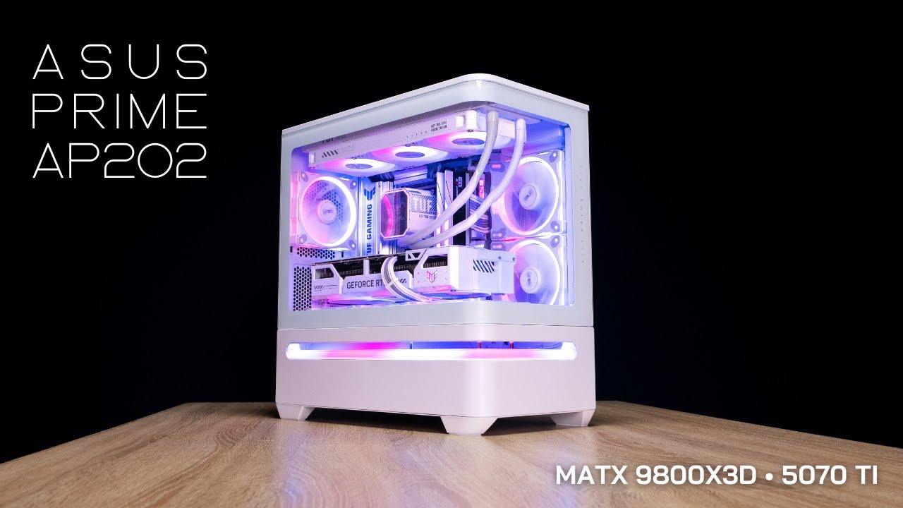 ASUS Prime AP202 White mATX – TUF RTX 5070 Ti & Ryzen 7 9800X3D Candy Cotton RGB Build