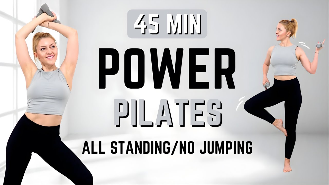 🔥45 MIN FULL BODY SCULPTING - with LIGHT DUMBBELLS🔥ALL STANDING POWER PILATES🔥No Jumping🔥No Repeat🔥🩰