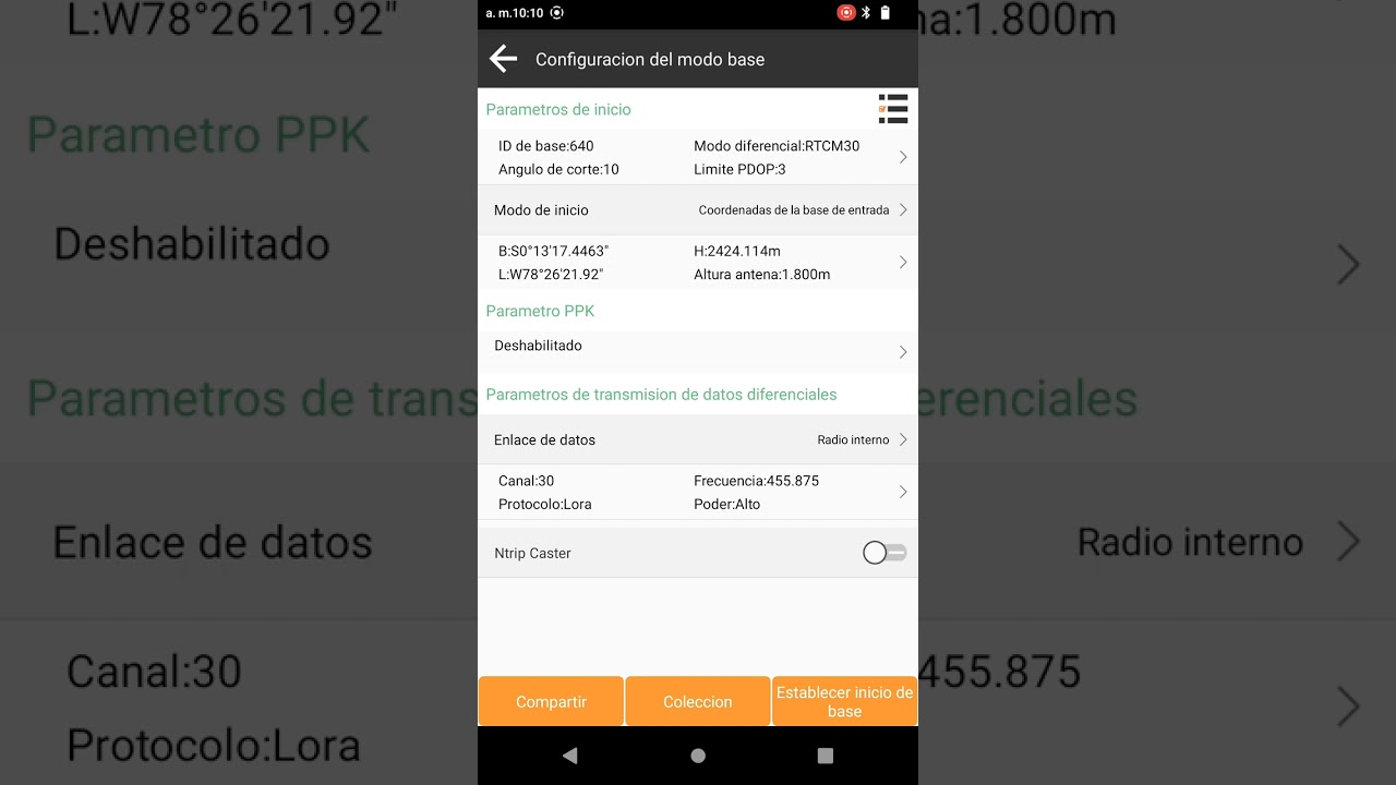 Configuración de base y rover para RTK con Intec Marvel Lite e Inpad Field Survey.