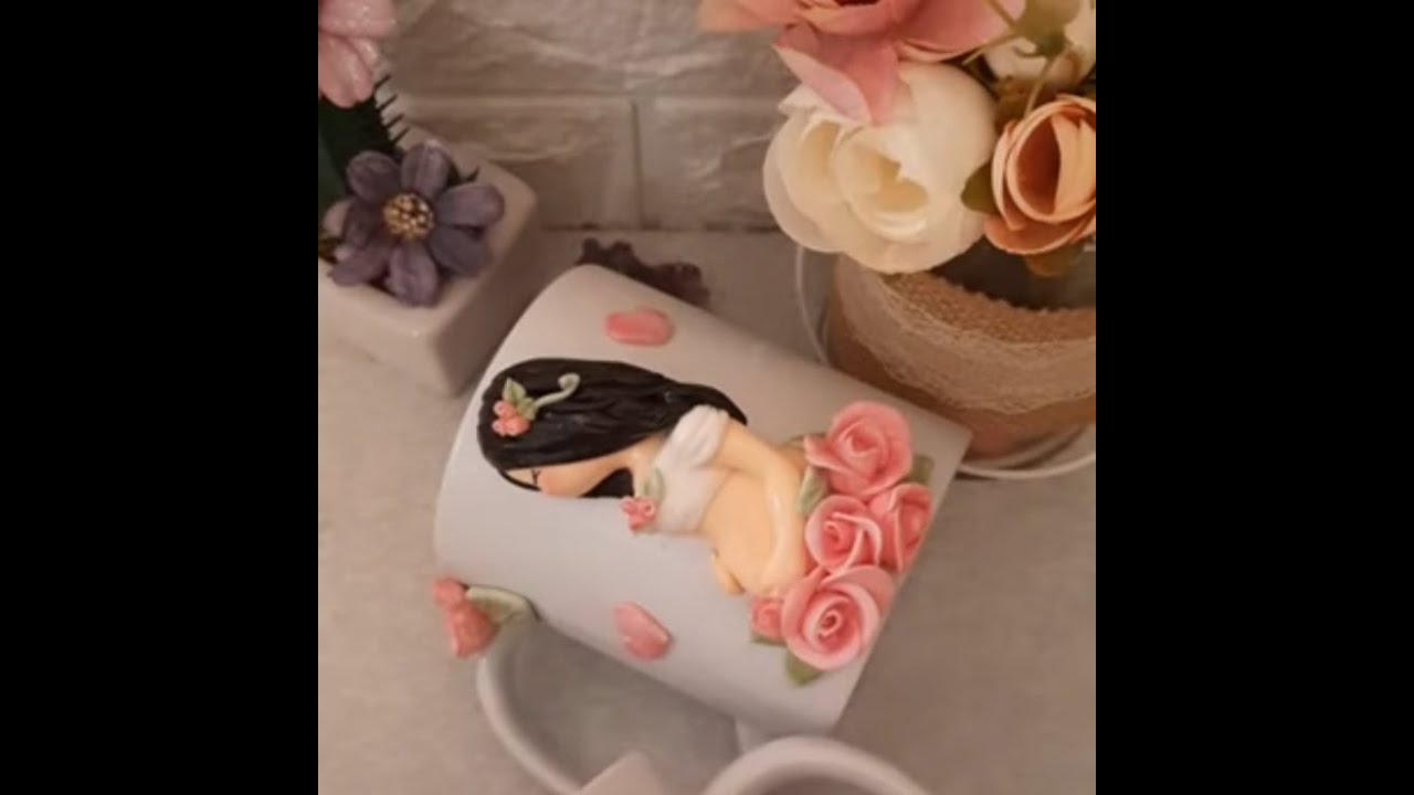 Taza para mamá /paso a paso  en porcelana fria 👩‍👧‍👦🤰🤱