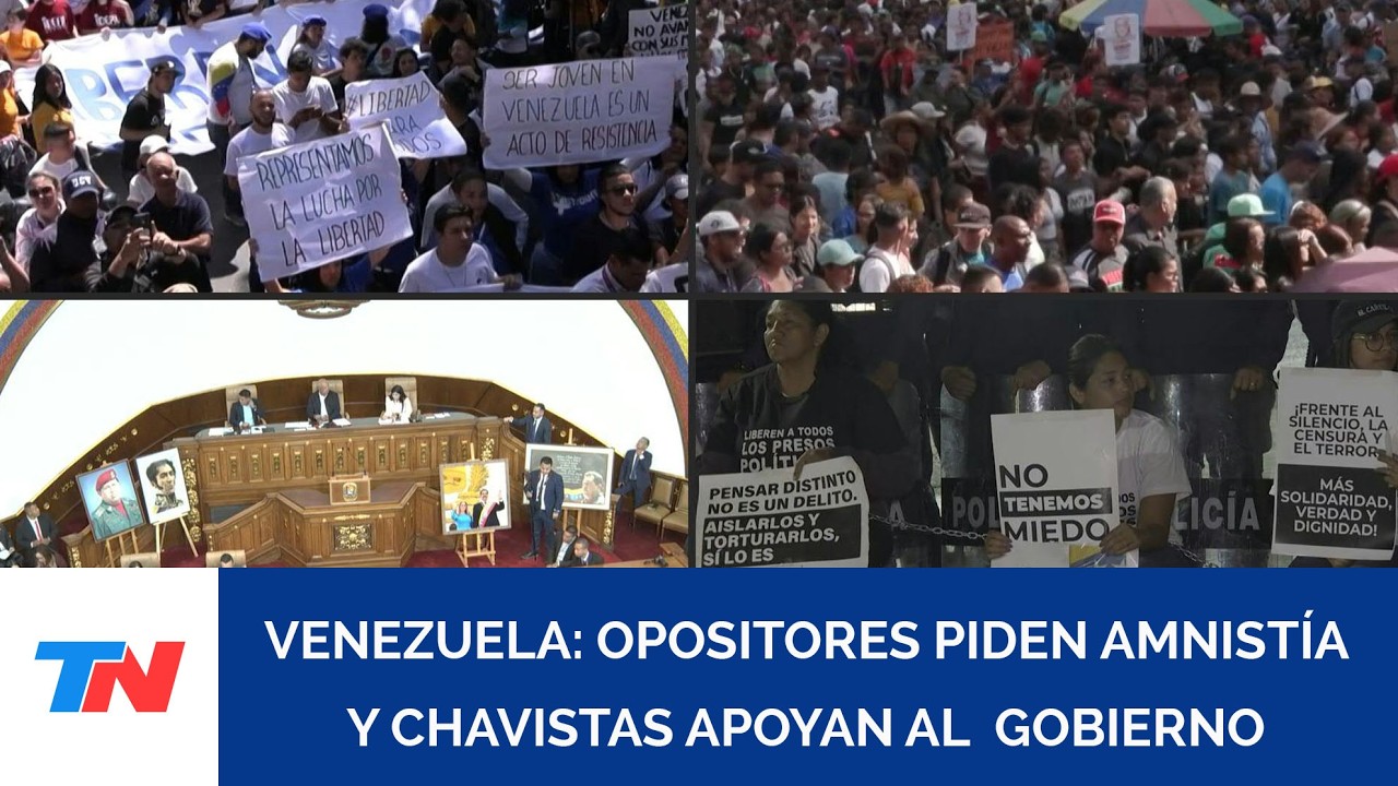 VENEZUELA: opositores piden amnistía y chavistas apoyan al gobierno en las calles de Caracas