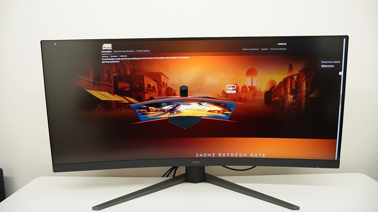 Игровой изогнутый монитор AOC CU34G4Z, 34 дюйма, 240 Гц