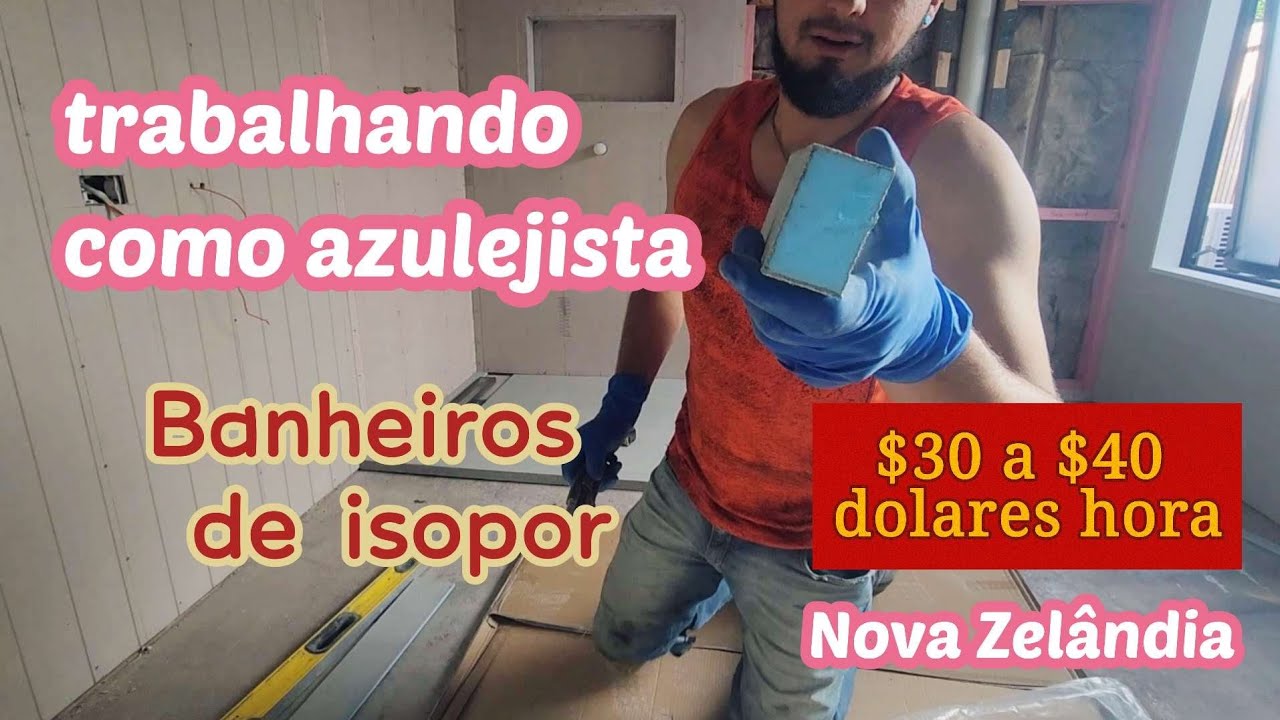 trabalhando de azulejista (tiler) na nova zelandia. Construção obra.