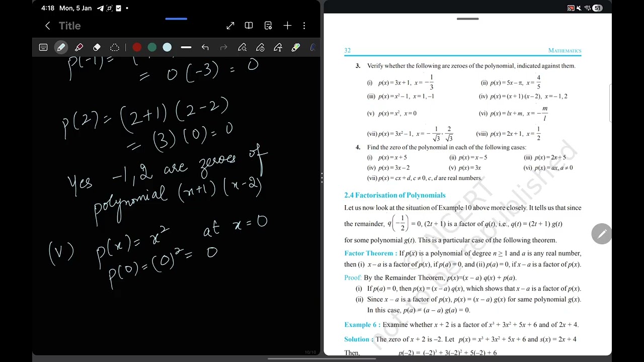 Class 9 chapter 2 ex 2.2 part 2 Polynomials 