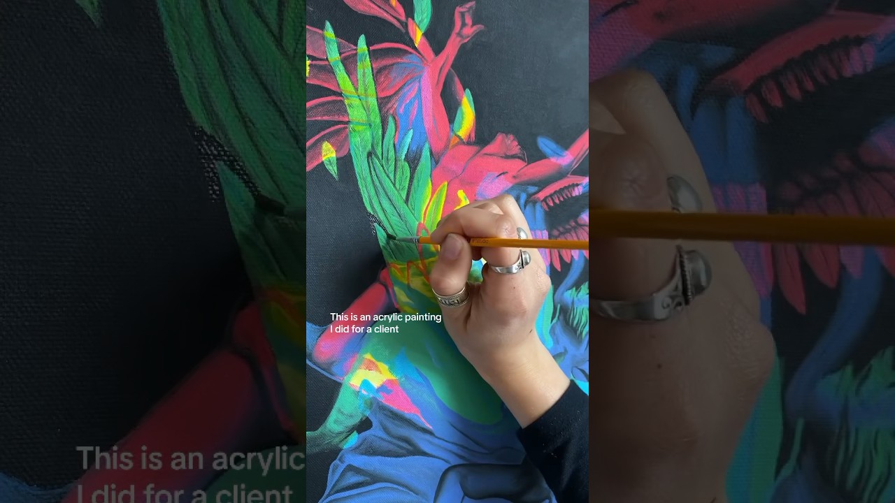 RGB light-reactive &lsquo;Icarus&rsquo; painting process⚡️ #painting #art #rgbledlights #colourtheory #layerart