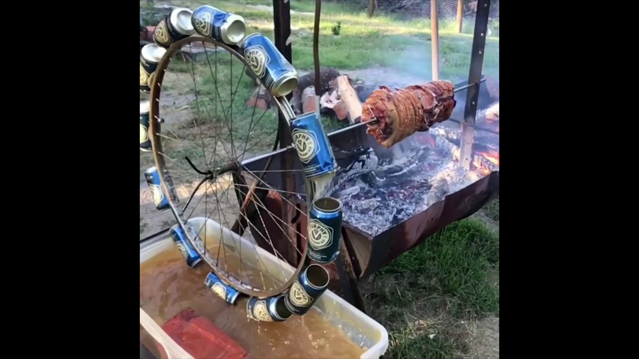 The Furphy Wheel (water powered) spit roast