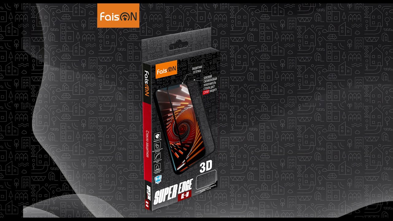 Стекло защитное FaisON, SUPEREDGE, 0.33 мм, 3D, с сеткой, глянцевое, силиконовые края, полный клей