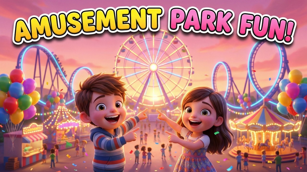Let’s Go to the Amusement Park! 🎠 Kids Song with Rides & Fun