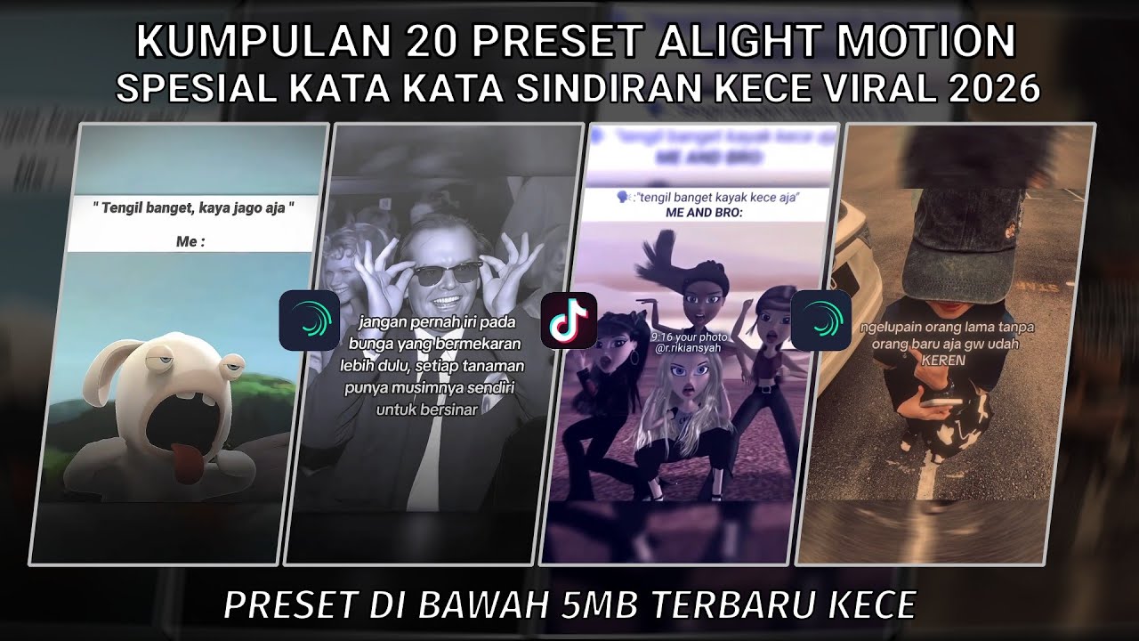 KUMPULAN 20 PRESET JJ ALIGHT MOTION SPESIAL JJ KECE KATA KATA SINDIRAN VIRAL | PRESET DI BAWAH 5 MB