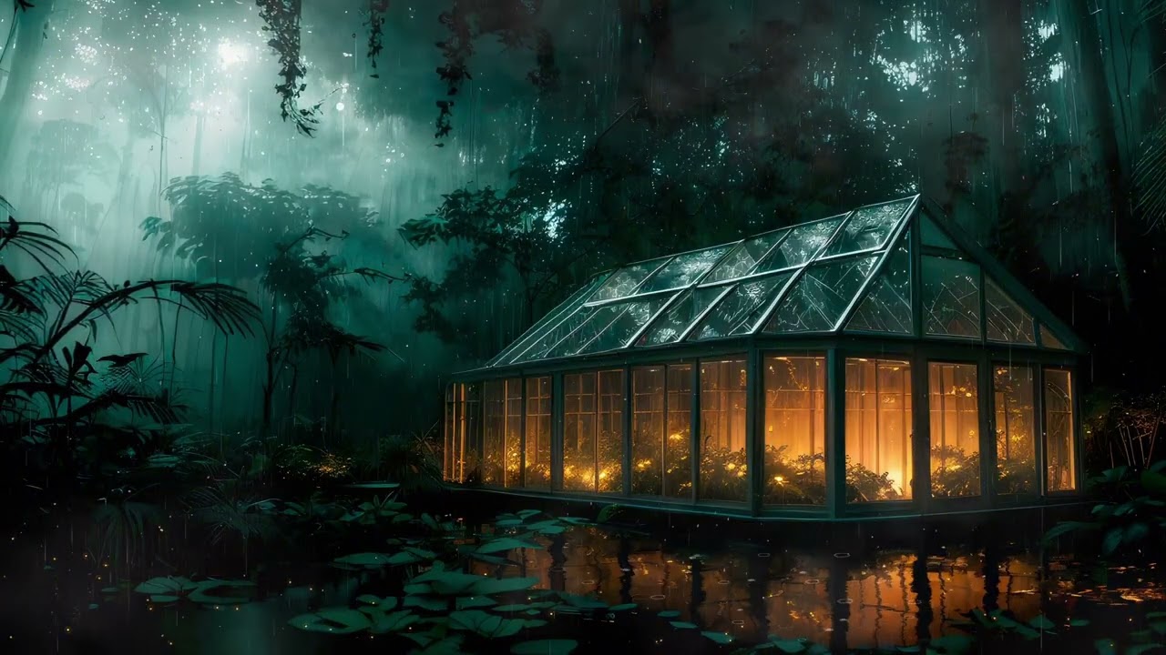 Heavy Rain in a Jungle Greenhouse 🌧️ Sleep Ambience with Rain Sounds (2 Hours)