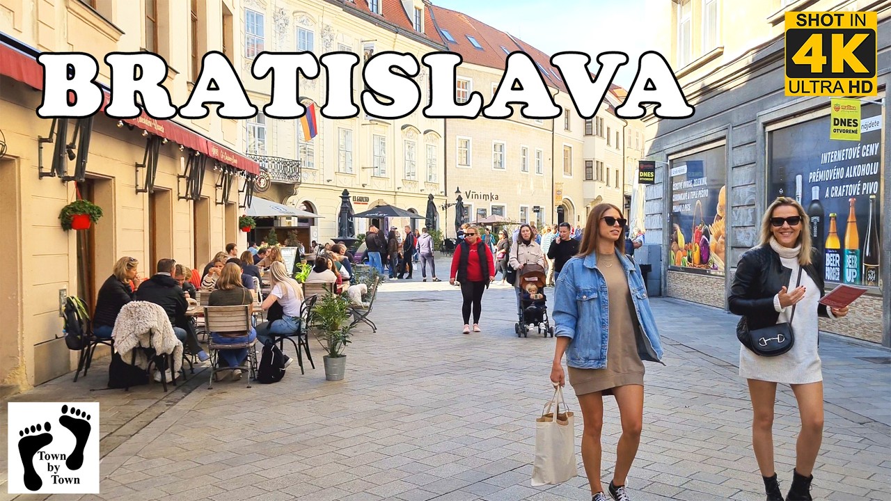 💥 1000 Touristen in Bratislava 🇸🇰 City Walking Tour, 4k