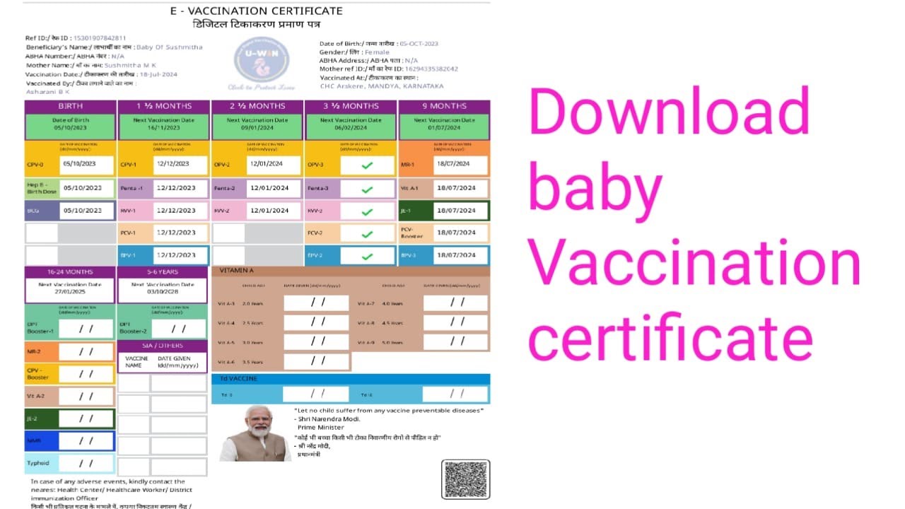 Child Vaccination Certificate