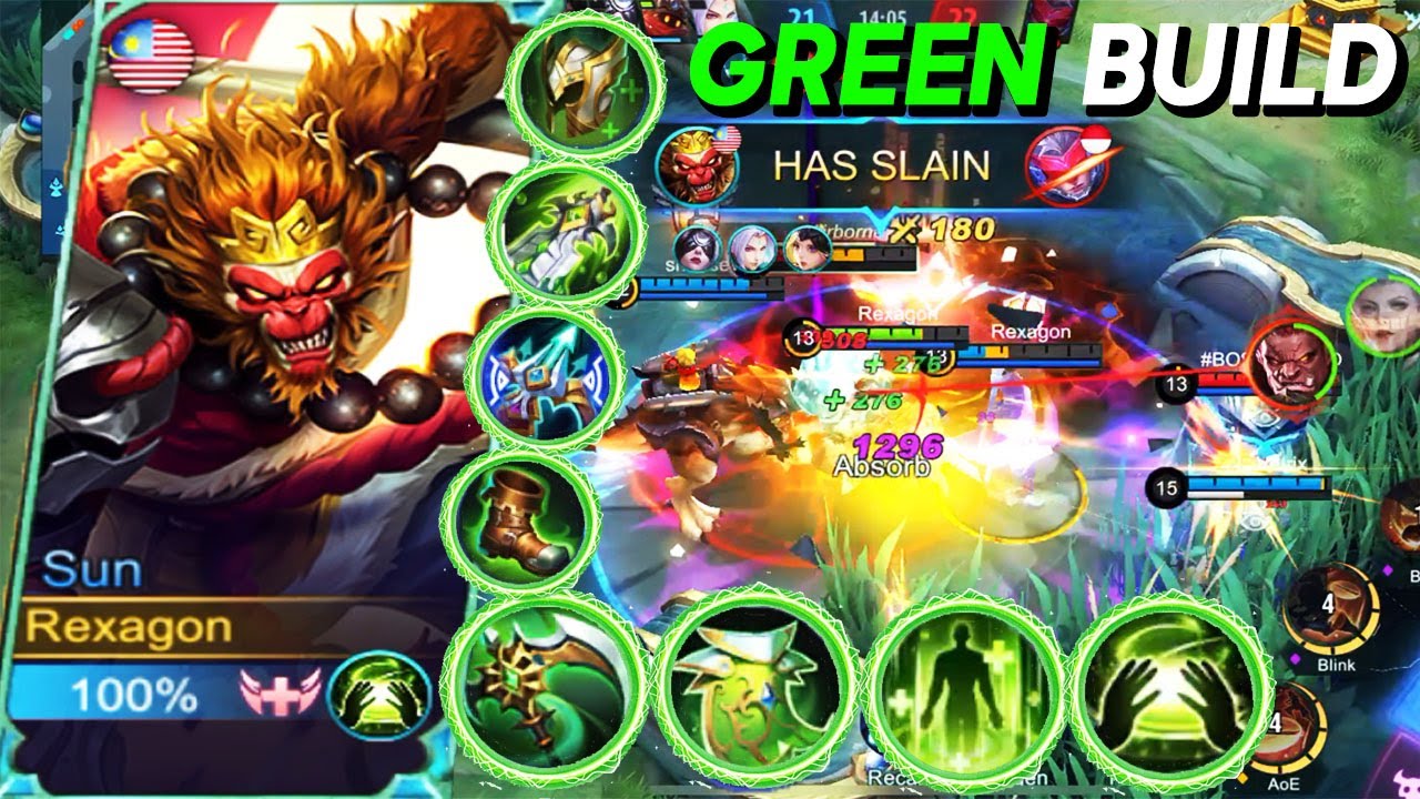 SUN FULL 100% GREEN LANTERN BUILD EPIC COMEBACK MLBB GAME!| Mobile Legends Top Global Build Savage