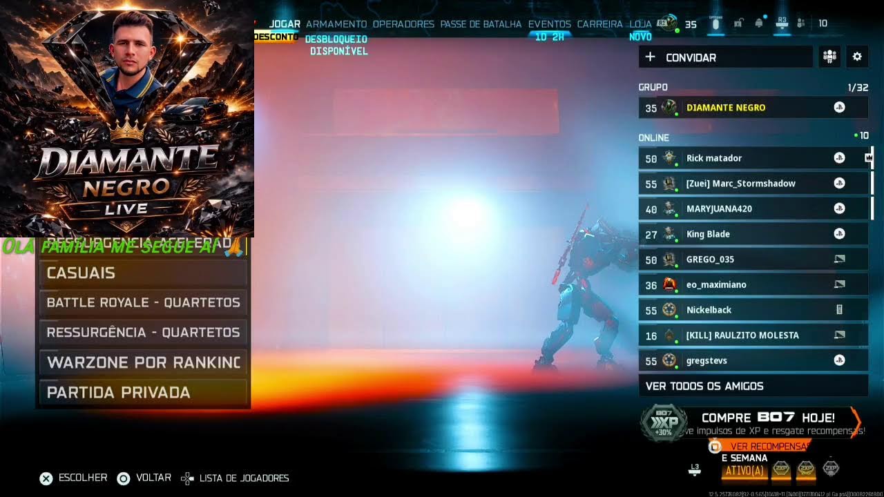 Live com Diamante Negro