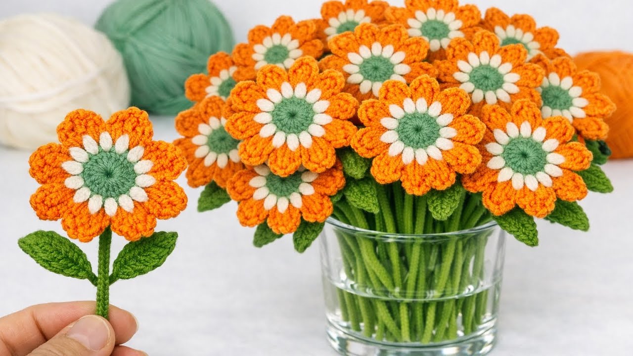 Easy Crochet Flower Motif 🌼 Beautiful Crochet Flower Pattern