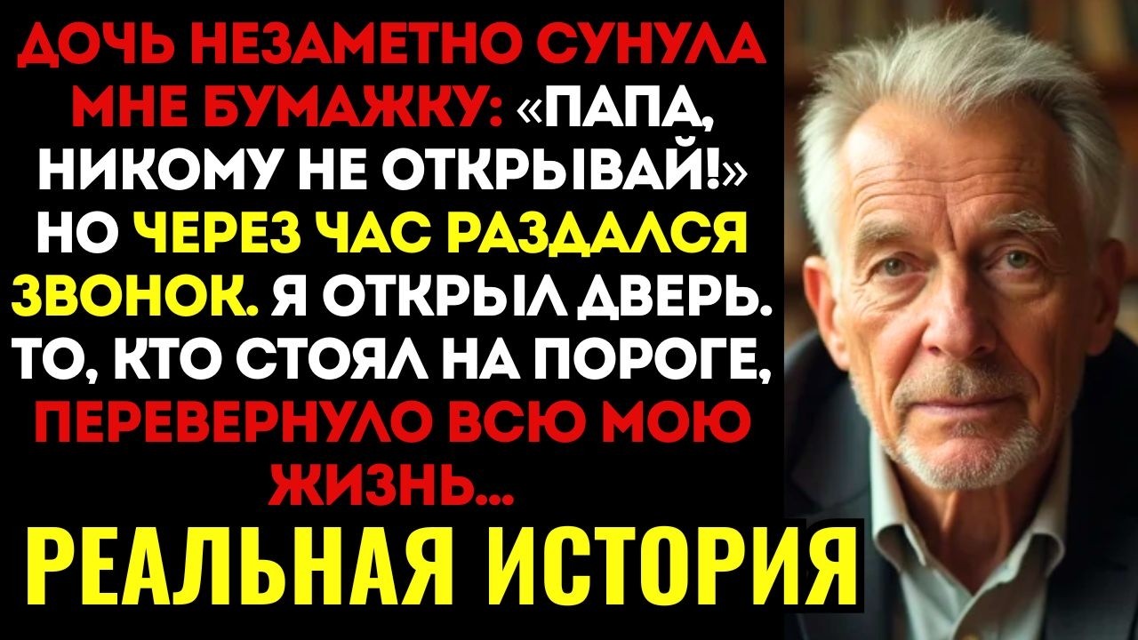Дочь ТАЙКОМ передала мне записку «НЕ ОТКРЫВАЙ ДВЕРЬ НИКОМУ». Через час в дверь позвонили. Я открыл..